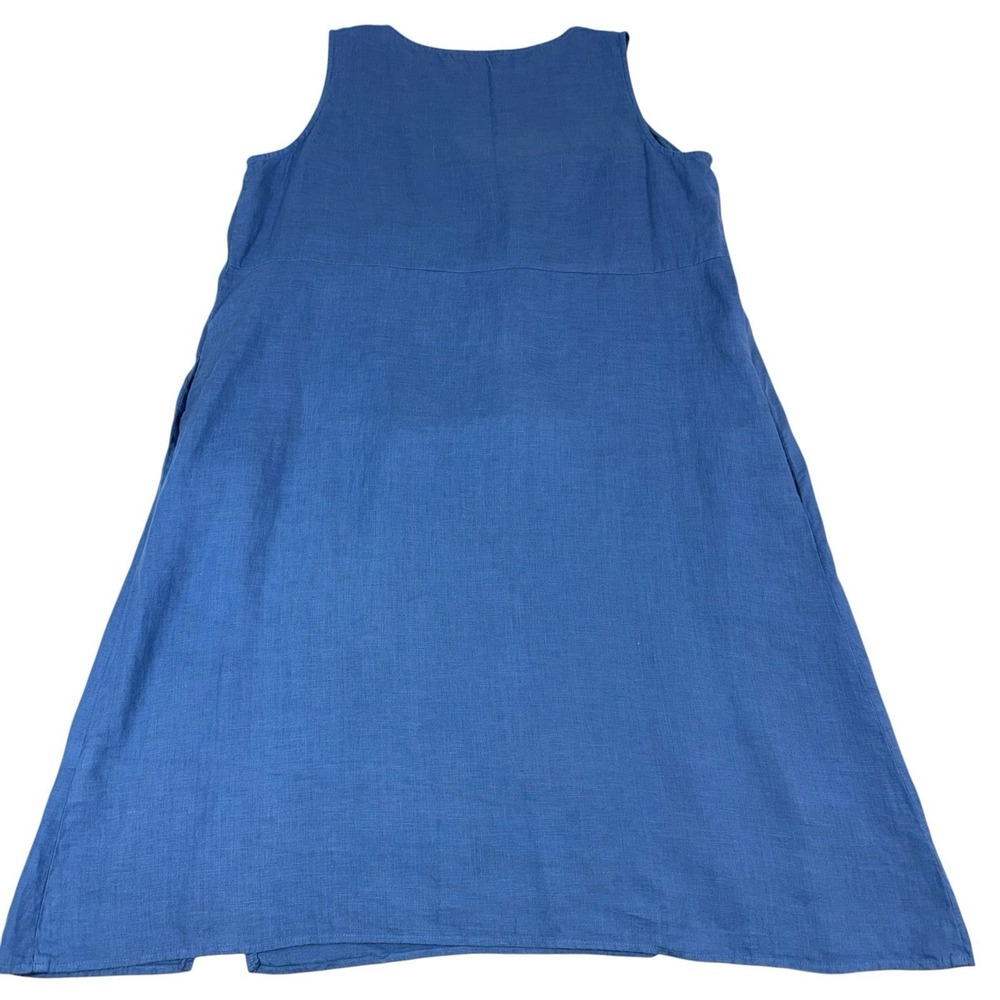 Cut Loose Aline Tank Dress Womans XL Amalfi Blue 100% Linen Boho Beachy - Picture 4 of 11